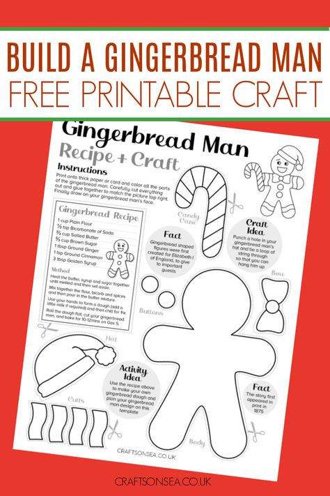 Gingerbread Puppets Free Printable, Ninjabread Man Craft, Ginger Bread Man Template, Decorate A Gingerbread Man Craft, Free Gingerbread Man Template, Build A Gingerbread Man Printable, Gingerbread Free Printables, Gingerbread Printables Free, Gingerbread Man Template Free Printable