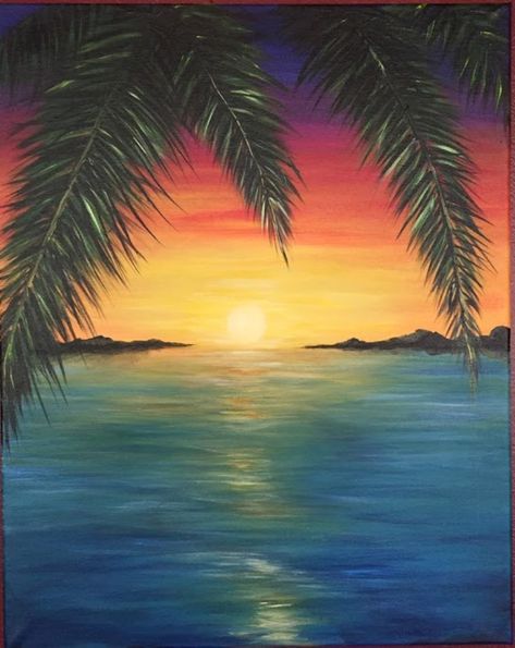 Beach sunset painting Sunset Painting Easy, Beach Sunset Painting, Sunset Landscape Painting, Sunset Beach Pictures, Simple Oil Painting, Easy Landscape Paintings, Night Sky Painting, Sunrise Painting, Oil Painting Techniques