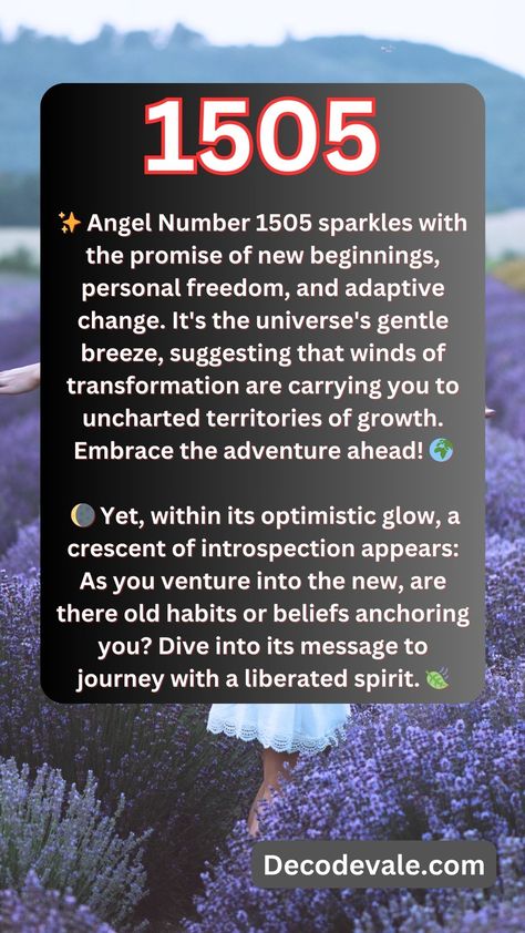 ✨ Angel Number 1505 sparkles with the promise of new beginnings, personal freedom, and adaptive change. It's the universe's gentle breeze, suggesting that winds of transformation are carrying you to uncharted territories of growth. Embrace the adventure ahead! 🌍 🌘 Yet, within its optimistic glow, a crescent of introspection appears: As you venture into the new, are there old habits or beliefs anchoring you? Dive into its message to journey with a liberated spirit. 🍃 #angelnumbers 1505 Angel Number Meaning, General Knowledge For Kids, Angel Number Meaning, Personal Freedom, Angel Number Meanings, Alphabet Fonts, Number Meanings, Angel Number, Angel Numbers