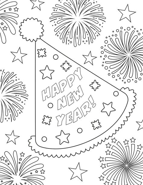 Let your children ring in the new year with these fun and free New Year coloring pages for 2024! From dazzling party hats to clocks ticking down to midnight, there are Happy New Year coloring sheets for kids of all ages, including toddlers, preschoolers, older kids, and teens. Whether you want to use these at home, in the classroom, or at holiday parties, these new year printables make a great first-of-the-year activity for kids of different ages! Happy New Year 2024 Coloring Pages, New Year’s Eve Coloring Pages, 2024 Coloring Page, New Years Coloring Pages For Kids, New Year Coloring Pages Free Printable, New Years Worksheets, New Years Activities For Toddlers, New Years Coloring Page, New Year Activity For Kids