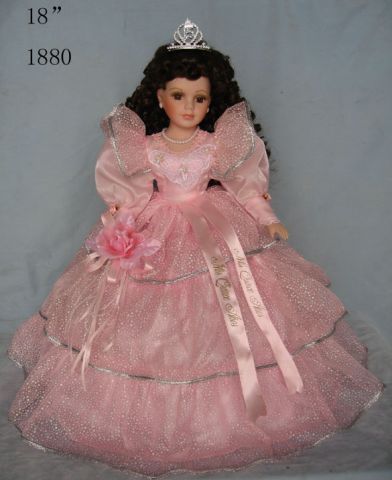 18 inch Porcelain Umbrella Dolls Princess Quince Theme, Quince Teddy Bear, Quince Doll, Quince Theme Ideas, Princess Quince, Porcelain Doll Makeup, Curly Black Hair, Quinceanera Pink, Porcelain Dolls For Sale