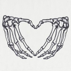 Skeleton Heart Hands design (UT15111) from UrbanThreads.com Marionette Tattoo, Skeleton Heart Hands, Alfabet Font, Skeleton Heart, Kunst Tattoos, Skeleton Tattoos, Halloween Tattoo, Tattoo Girls, Urban Threads