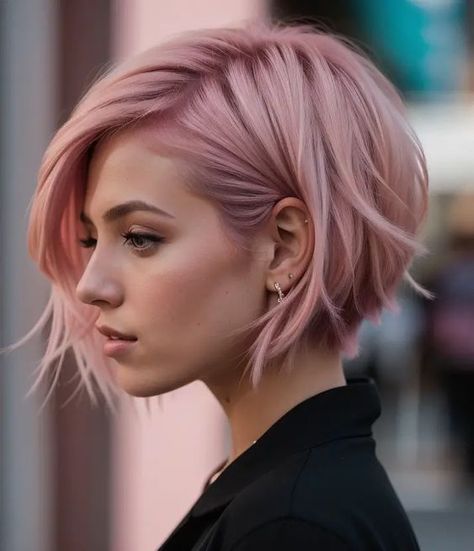 Long Pixie Short Bob, Pink’s Haircut, Short Bob Layered Hair, Women’s Layered Bob, Womens Chin Length Hair, Thinning Hair Bob, Pink Bob Haircut, Short Hairstyle Women Bob Cut, Textured Pixie Bob