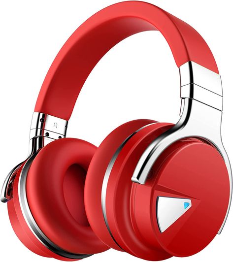 Silensys E7 Active Noise Cancelling Headphones Bluetooth Headphones with Microphone Deep Bass Wireless Headphones Over Ear, Comfortable Protein Earpads, 30 Hours Playtime for Travel/Work, Red Sound Cancelling Headphones, Cowin E7, Red Headphones, Headphones Bluetooth, Headphones With Microphone, Wired Headphones, Adjustable Headband, Black Headphones, Travel Work