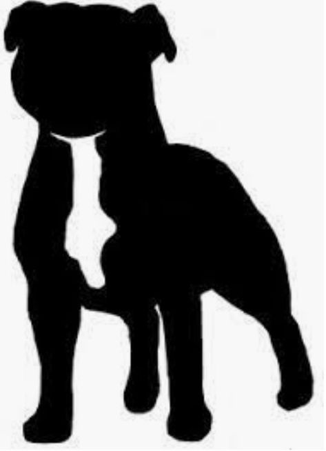 Staffy Bull Terrier, Pitbull Silhouette, Dog Apron, Staffy Dog, Diy Stencils, Bulldog Tattoo, Pitbull Art, Dinosaur Silhouette, Skull Art Drawing