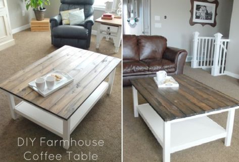 Farmhouse Coffee Table Craft Table Ikea, Diy Farmhouse Coffee Table, Ikea Coffee Table, Ikea Lack Table, Coffee Table Makeover, Hacks Ikea, Farmhouse Coffee Table, Table Ikea, Ikea Table