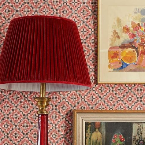 Sarah Vanrenen Ltd on Instagram: "We designed our pleated velvet lampshades as an effortless way to add a touch of luxury to any room without going over the top. You can find them now on our website to add some Christmas glamour! #velvet #pleatedlampshade #lampshade #velvetlampshade #homedecor #interiordesign #interiors #homeaccents #layeredhome #colourandpattern #lighting #lamps #lampshades #sarahvanrenen #sarahvanrenendesigns #sarahvanrenenfabrics" Sarah Vanrenen, Christmas Glamour, Red Lampshade, Velvet Lampshade, Red Lamp Shade, Pleated Lampshade, Silk Lampshade, Lighting Lamps, Red Interior