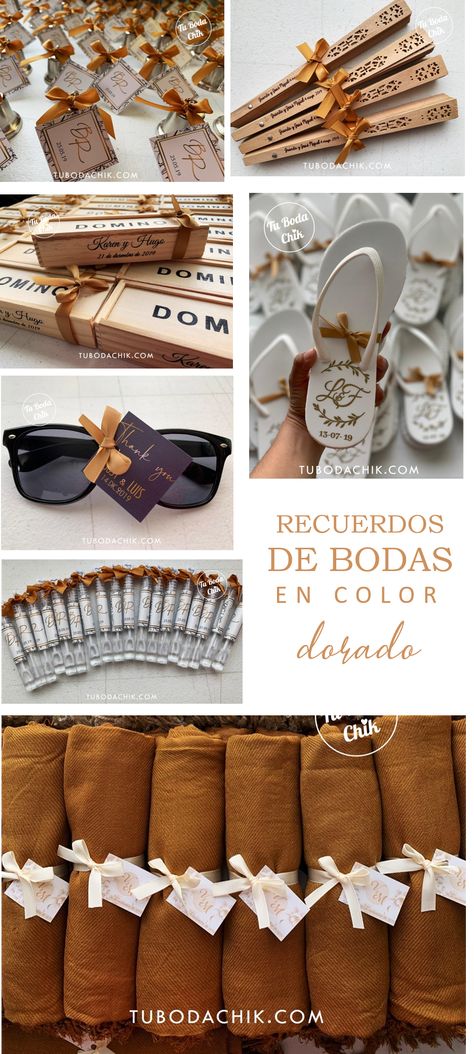 Recuerdos de Bodas en color dorado. Solicita los tuyos. Envíos a todo México. TuBodaChik.com Color Dorado, Napkin Rings, Color