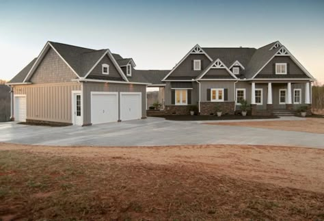 I love the detached garage with a covered walkway but would extend the front porch Detached Garage Designs, Garage Plans Detached, Garage Addition, Garage Remodel, Craftsman Style House, Garage House Plans, Attached Garage, Craftsman Style Home, Craftsman Style Homes