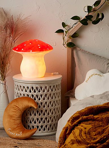 Red mushroom nightlight | Egmont | Kids Accessories | Decor | Simons Mushroom Room Decor, Mushroom Nightlight, Mushroom Decor, Decor For Bedroom, Room Inspiration Bedroom, Room Ideas Bedroom, Aesthetic Bedroom, Room Aesthetic, Dream Bedroom