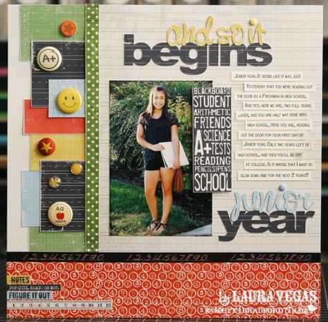 and so it begins...junior year » Kerri Bradford Studio Quotes Cousins, Senior Scrapbook Ideas, Kerri Bradford, Senior Year Scrapbook, School Layout, Scrapbook School, Genealogy Humor, School Scrapbook Layouts, Graduation Scrapbook