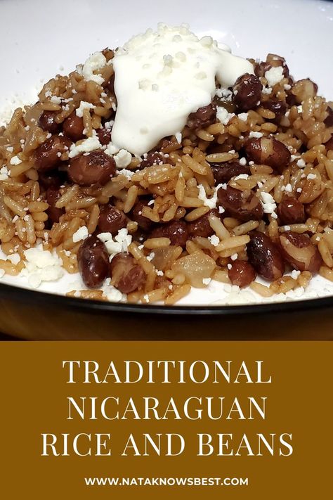 Traditional Nicaraguan Rice and Beans Rice And Red Beans Recipe, Cuban Yellow Rice Recipe, Rice With Red Beans, Pinto Beans And Rice, Red Bean And Rice Recipe, Central American Food, Red Beans Recipe, Nicaraguan Food, Yellow Rice Recipes