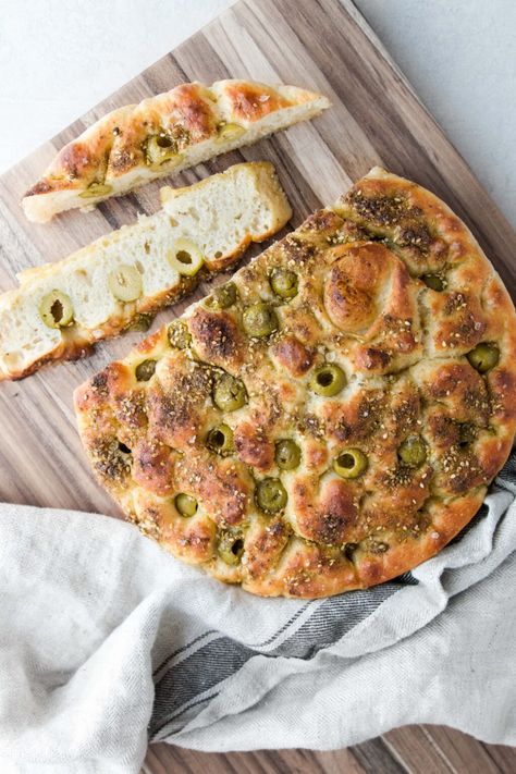 Olive and Za'atar Focaccia (No-Knead) - I Will Not Eat Oysters Beginner Baking, Dipping Oil Recipe, Olive Oil Dip, Olive Bread, Cooking Bread, Za Atar, Whipped Feta, Baking Recipe, No Knead Bread