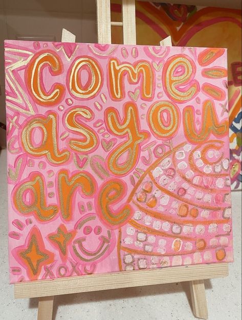 Dorm Paintings Canvas Preppy, Word Paintings On Canvas Aesthetic, Preppy Name Painting, Preppy Abstract Art, Dorm Room Paintings Canvases, Fun Painting Ideas On Canvas Aesthetic, College Apartment Painting, Painting Ideas On Canvas Preppy, Dorm Paintings Canvas