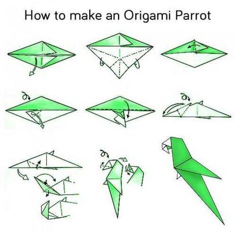 Origami Instructions Animals, Parrot Origami, Origami Kutu, Cat Origami, Origami Parrot, Dragon Origami, Origami Yoda, Origami Elephant, Origami Step By Step