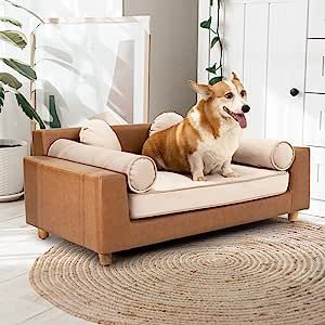 COUCH PET BED FOR GOOD HEALTH | CAPACITY FOR LARGE SIZED PET | PET FRIENDLY MATERIAL | CREATE A COZY CUDDLE SPACE | STYLISH AND CLASSY PED BET FURNITURE | AN EASY TO CLEAN PET SOFA BED Leather Dog Bed, Dog Couch Bed, Large Dog Bed, Cat Couch, Dog Couch, Pet Sofa Bed, Pet Couches, Dog Sofa Bed, Pet Sofa