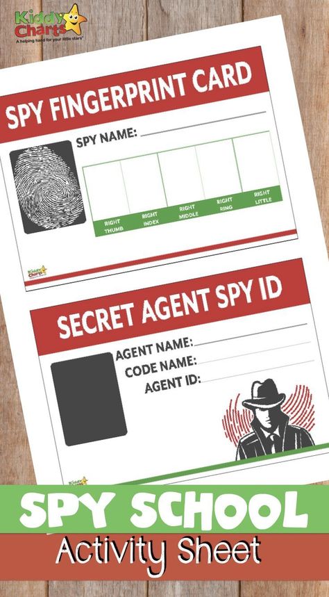 Do you have aspiring spy kids? If so, you need to check out this spy school activity sheets! This fun activity for kids includes a fingerprint card and a secret agent ID! How fun! Spy kids activities are a fun way to spend any time of year, so try some out today! Spy Crafts For Preschoolers, Spy Camp Activities For Kids, Spy Day At School, Spy Crafts For Kids, Secret Agent Activities For Kids, Detective Activities For Kids, Spy Activities For Kids, Didactic Games, Spy Camp