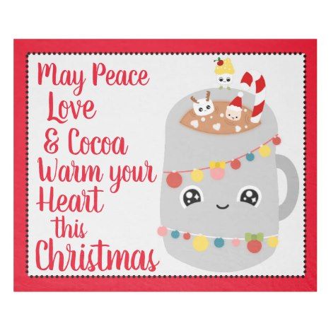 Cute Colorful Kawaii Cocoa Festive Christmas Decor Fleece Blanket Hot Chocolate Drawing, Red Kawaii, Chocolate Drawing, Xmas Invitations, Christmas Cocoa, Hot Cocoa Christmas, Front Door Christmas Decorations, Cocoa Christmas, Christmas Postcards