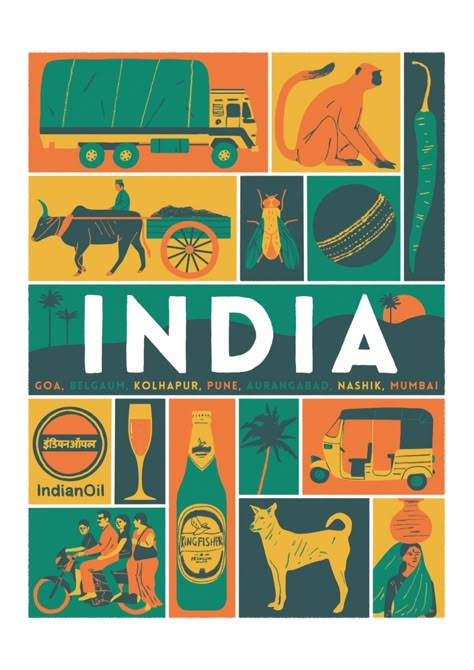 India Logo, India Poster, Dry Point, Indian Illustration, Dancing Drawings, Tableau Design, Retro Travel Poster, Illustration Agency, Travel Illustration