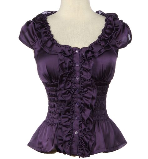 I Love Purple, Purple Goth, Name Game, Purple I, Yay Or Nay, Purple Outfits, Satin Blouse, Goth Outfits, 2000s Fashion