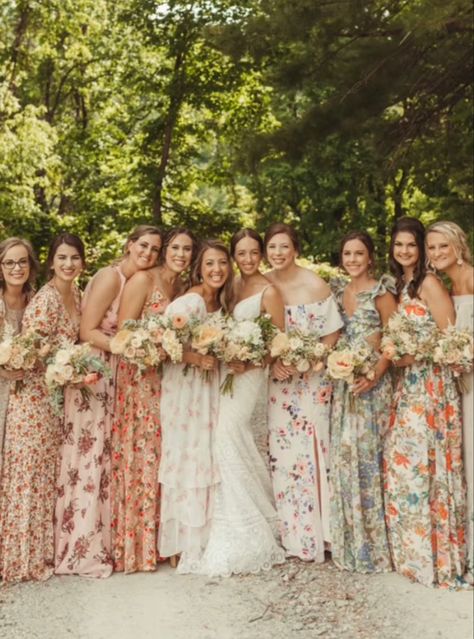 Floral Wedding Party Dresses, Simple Floral Bridesmaid Dress, Boho Pink Bridesmaid Dress, Informal Bridesmaid Dresses, Multi Pattern Bridesmaid Dresses, Sun Dress Bridesmaid Dresses, Soft Floral Bridesmaid Dresses, Multicolor Floral Bridesmaid Dresses, Spring Wedding Bridesmaids Dresses Floral