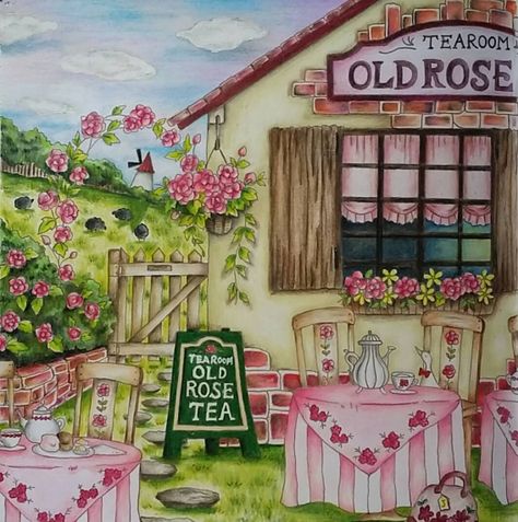 Color Pencil Illustration, Disney Art Drawings, Cute Cottage, Cafe Art, Romantic Country, Meditation Art, Cottage Art, Country Roses, Rose Tea