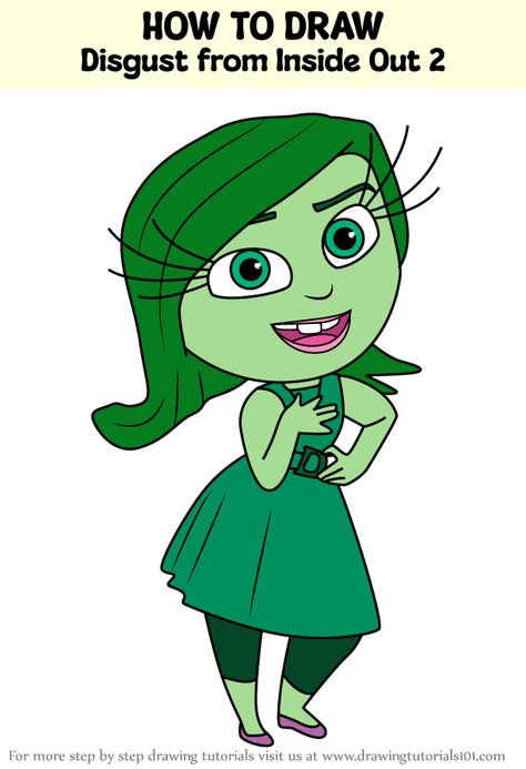 How to Draw Disgust from Inside Out 2 Inside Out Coloring Pages, Disgusted Inside Out, Art Hub, Inside Out 2, Learn Drawing, 2 Step, Learn To Draw, Face Drawing, Character Drawing