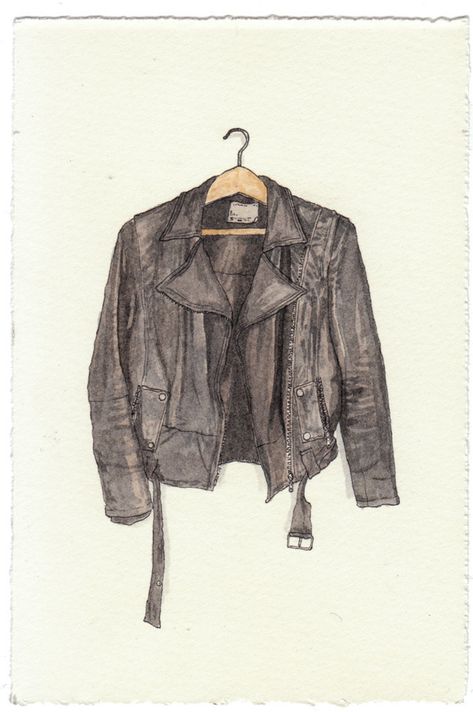 Leather Jacket Sketch Drawing, Jacket Design Sketch, Leather Jacket Drawing, Jacket Drawing, Illustrations Fashion, Clothes Illustration, Jeans Outfit Fall, Fabric Drawing, Materials Science