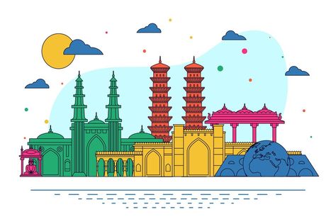 Ahmedabad Skyline, Ahmedabad, Bright Colors, Taj Mahal, Graphic Resources, Vector Free, Quick Saves, Color