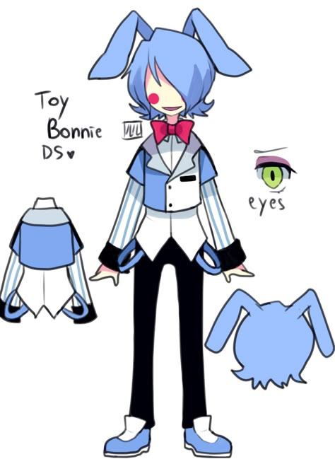 Human Toy Bonnie, Toy Bonnie Cosplay, Toy Bonnie Fanart, Bon Bon Fnaf, Fnaf Designs, Human Fnaf, Fnaf Costume, Pole Bear, Creepy Games