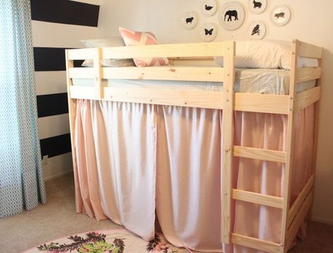 Picture of Curtains Down - Playground On Ikea Mydal, Bunk Bed Hacks, Ikea Crib, Ikea Bunk Bed, Murphy Bed Ikea, Built In Bed, Kids Loft Beds, Bunk Beds With Storage, Bunk Bed Designs