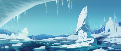 Illustrated Environments, Environment Landscape, Ice Landscape, Ice Drawing, Sci Fi Environment, Winter Illustration, Landscape Concept, Fantasy Paintings, Scene Design