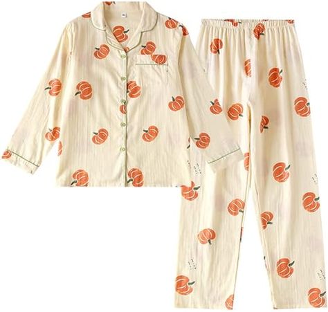 Halloween Pjs, Pajamas Long Sleeve, Cotton Pjs, Pumpkin Print, Sleepwear Sets, Print Pajamas, Comfy Fashion, Loungewear Set, Pajama Set Women