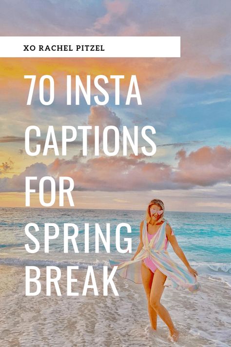 You know what time of year it is... SPRING BREAK! Our Insta feeds are about to be filled with tropical beach vacations and the cutest bikinis... If you need help figuring out the perfect caption, don't sweat it! I'm here to save you. Here are 70 perfect Instagram captions for your spring break... Spring Break Captions, Spring Break Quotes, Beach Instagram Captions, Vacation Captions, Family Spring Break, Spring Break College, Beach Captions, Spring Break Beach, Captions Funny