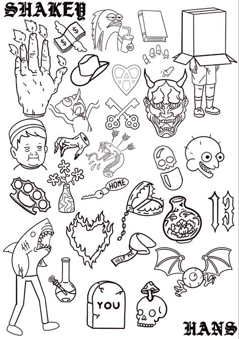 A stick and poke flash sheet of tattoos Stick Poke Ideas, Stick And Poke Neck Tattoo, Stick N Poke Stencil, Stick And Poke Tattoo Ideas Grunge, Flash Cards Tattoo, Unique Flash Tattoo Ideas, Stick And Poke Tattoo Designs, Hand Poke Flash, Stick And Poke Tattoo Ideas Men