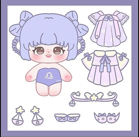 Cr : @Ee Doll House Diy Paper, Chibi Paper Doll Printable, Cute Paper Dolls Printable, Anime Paper Dolls, Paper Doll Chibi, Cute Paper Doll, Diy Paper Dolls, Realistic Paper Flowers, Princess Paper Dolls Printable