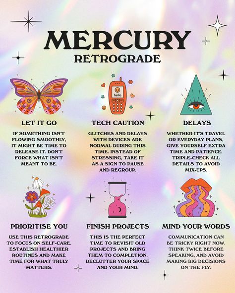 🚨 Mercury Retrograde Update! 🚨 We’re already deep into Mercury Retrograde, running from August 5th to August 28th, 2024. As we navigate this cosmic period, here are some essential reminders to help you stay grounded: 🔄 Let It Go: If something isn’t flowing smoothly, it might be time to release it. Don’t force what isn’t meant to be. 💻 Tech Caution: Glitches and delays with devices are normal during this time. Instead of stressing, take it as a sign to pause and regroup. 🗣️ Choose Your Wor... Mercury Retrograde 2024, Witchy Knowledge, Moon Things, Witch Stuff, Stay Grounded, Mercury Retrograde, Let It Go, A Sign, Tarot Reading