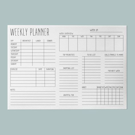 Horizontal weekly planner