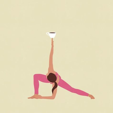 Exercise Illustration Art, Yoga Illustration Art, Pilates Illustration, Yoga Cafe, Giselle Dekel, Exercise Art, Yoga And Coffee, Pilates Art, Wednesday Coffee