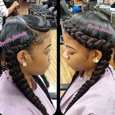 STYLIST FEATURE| This braided protective style by #LAStylist @PrettyFabHair is the BOMB So creative #VoiceOfHair ========================= Go to VoiceOfHair.com ========================= Find hairstyles and hair tips! ========================= Weave Side Part, Feedin Braids, Ghana Braids Hairstyles, Casual Braids, Weave Hairstyles Braided, French Braid Ponytail, Two Braid Hairstyles, 2 Braids, Styles Braids