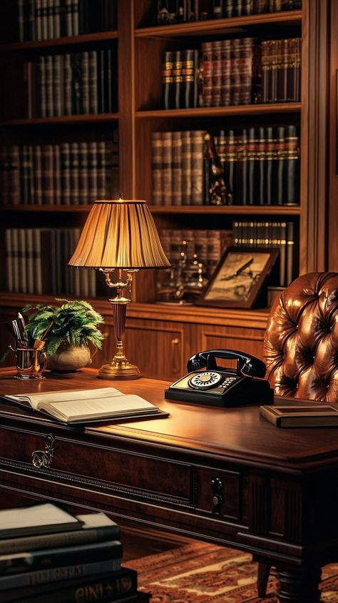 Victorian Study Aesthetic, Lawyer Home Office, Old Money Desk, Gentleman Library, Old Indian Houses, Vintage Study Room, 1920s Office, Upstairs Library, Old Money Office