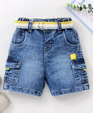 Babyhug Cotton Lycra Mid-Thigh Shorts Washed - Blue Ribbed Jeans, Boys Denim Shorts, Baby Boy Outfits Swag, Mid Thigh Shorts, Fashion Design For Kids, Boys Clothes Style, Boys Denim, Boys Bottoms, Boys Wear