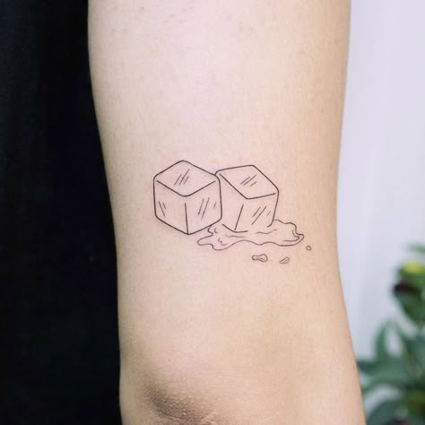 Ice cube tattoos. Cube Tattoo, Ice Tattoo, Cherub Tattoo, Food Tattoos, Mark Tattoo, Sharpie Tattoos, Cardigan Winter, Subtle Tattoos, Family Tattoos