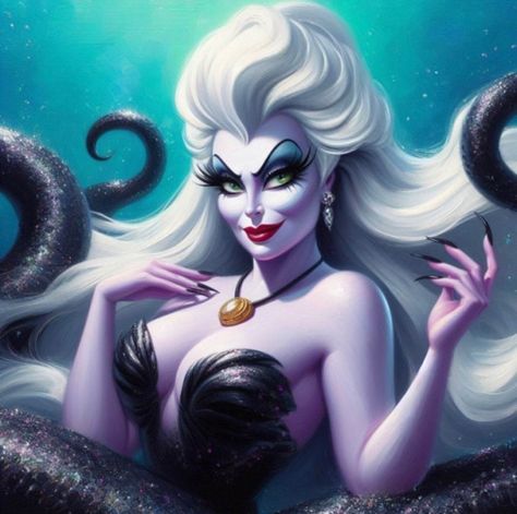 Mermaidcoreai (@aimermaidrennassiance) • Instagram photos and videos Disney Swag, Jasmine Aladdin, Evil Disney, Villain Character, Ancient Egyptian Gods, Twisted Disney, Disney Villains Art, Fairytale Fantasy, Sea Witch