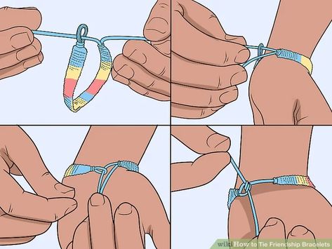 Ways To Tie Bracelets, Friendship Bracelet Ending Knot, How To Tie Off A Friendship Bracelet, Creative Things To Make At Home, How To Tie Bracelets, How To Tie Friendship Bracelets, Tie A Friendship Bracelet, Friendship Bracelets With Charms, How To Finish A Bracelet