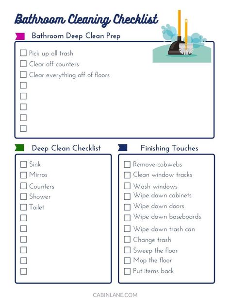 What are the Steps to Clean a Bathroom? Try these. - Cabin Lane Deep Cleaning Bathroom, Tub And Tile Cleaner, Deep Clean Checklist, Bathroom Cleaning Checklist, Cleaning Window Tracks, Deep Clean Bathroom, Deep Cleaning Checklist, Cleaning Printable, Check Lists