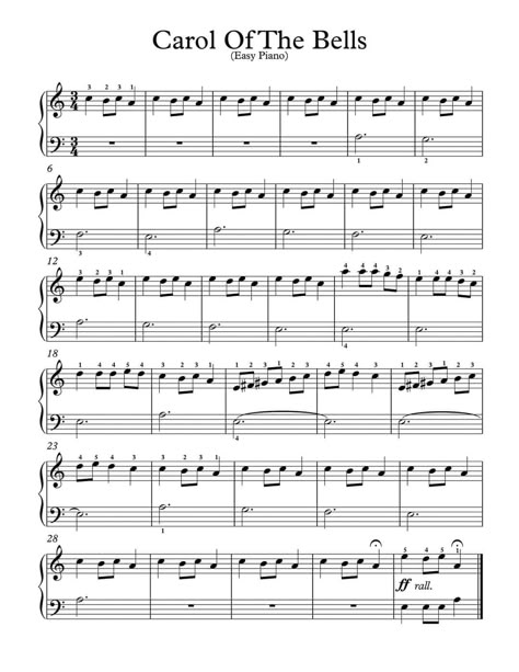 Free Sheet Music Websites, Carol Of The Bells Sheet Music, Intermediate Piano Sheet Music, Free Piano Sheet Music Printables Popular Songs, Carol Of The Bells Piano Easy, Free Sheet Music For Piano, Christmas Piano Sheet Music, Piano Songs Sheet Music, Piano Music Easy