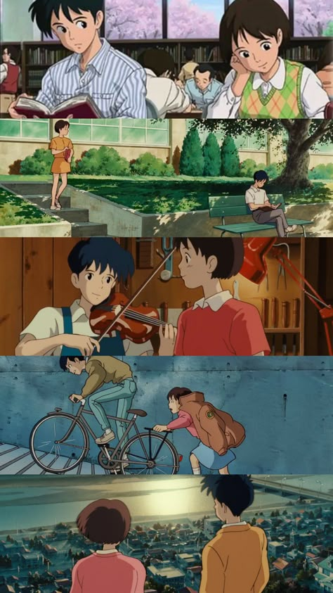 Whisper of the Heart - Ghibli - Seiji and Shizuku Seiji And Shizuku, Photowall Ideas, Whisper Of The Heart, 하울의 움직이는 성, Personajes Studio Ghibli, Ghibli Artwork, Studio Ghibli Movies, Studio Ghibli Art, Fullmetal Alchemist Brotherhood