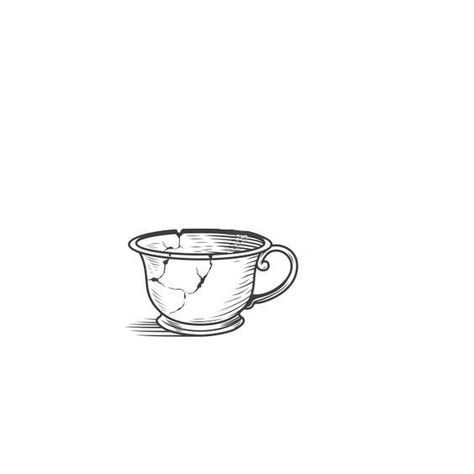 Shattered Teacup Tattoo, Vintage Tea Pot Tattoo, Cracked Teacup Tattoo, Overflowing Cup Tattoo, Kintsugi Drawing, Tea Bag Tattoo, Teacup Doodle, Broken Teacup, Tea Cup Tattoo