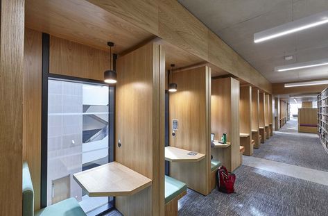 Study Booth Design, Study Cafe Interior, Interior Design Study, Coworking Design, Library Study Room, Wooden Cladding, Study Cafe, Cafe Concept, Study Room Design